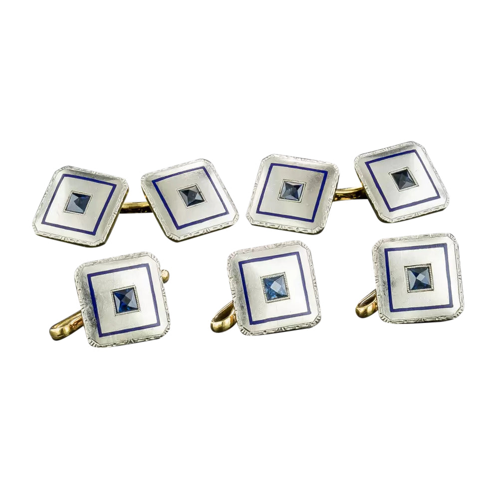 Art Deco Cufflink and Stud Set by L.E. Garrigus - 3