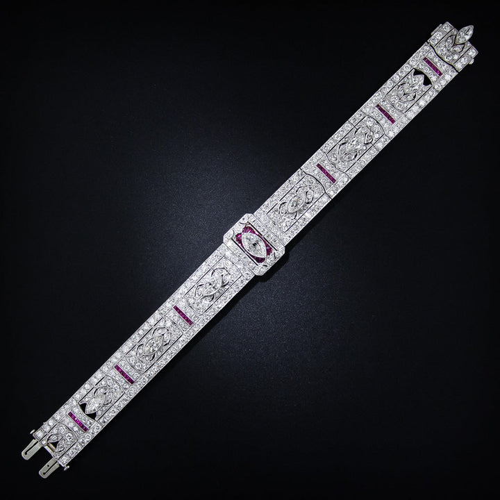 Art Deco Diamond and Calibre Ruby Bracelet