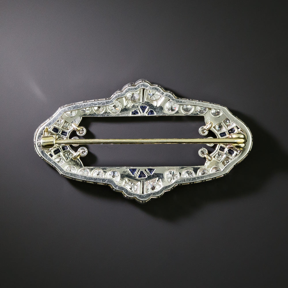 Art Deco Diamond and Calibre Sapphire Brooch - 2