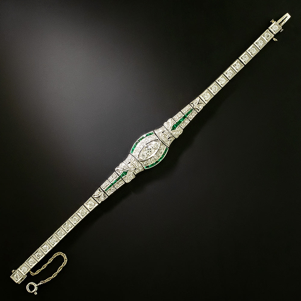Art Deco Diamond and Emerald Bracelet - 3
