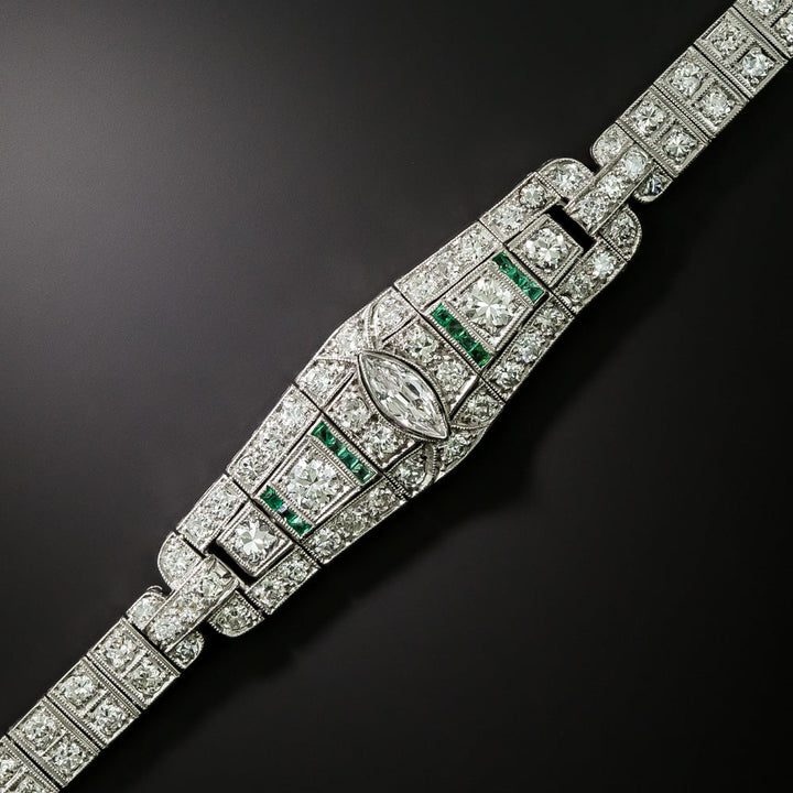 Art Deco Diamond and Emerald Bracelet