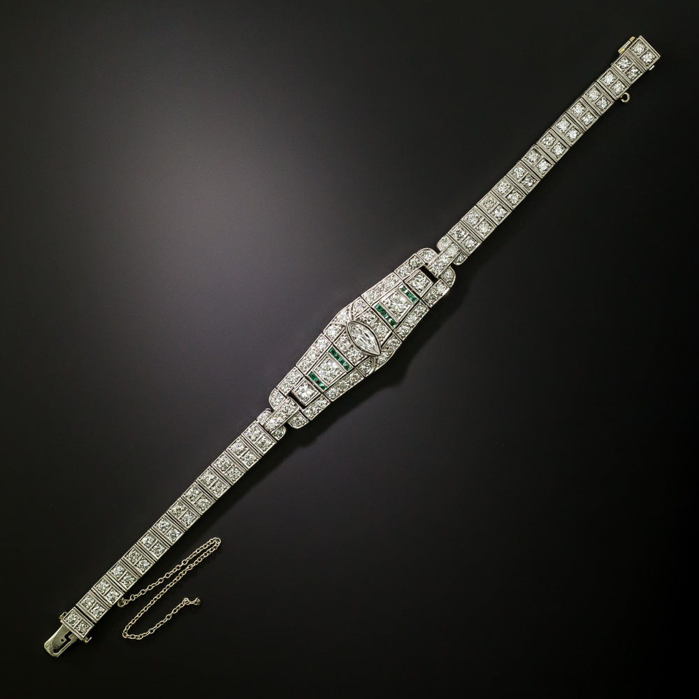 Art Deco Diamond and Emerald Bracelet - 4