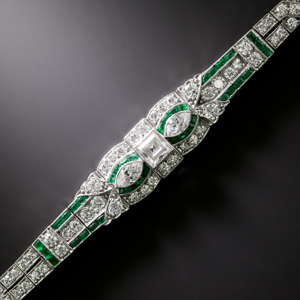 Art Deco Diamond and Emerald Bracelet - 2