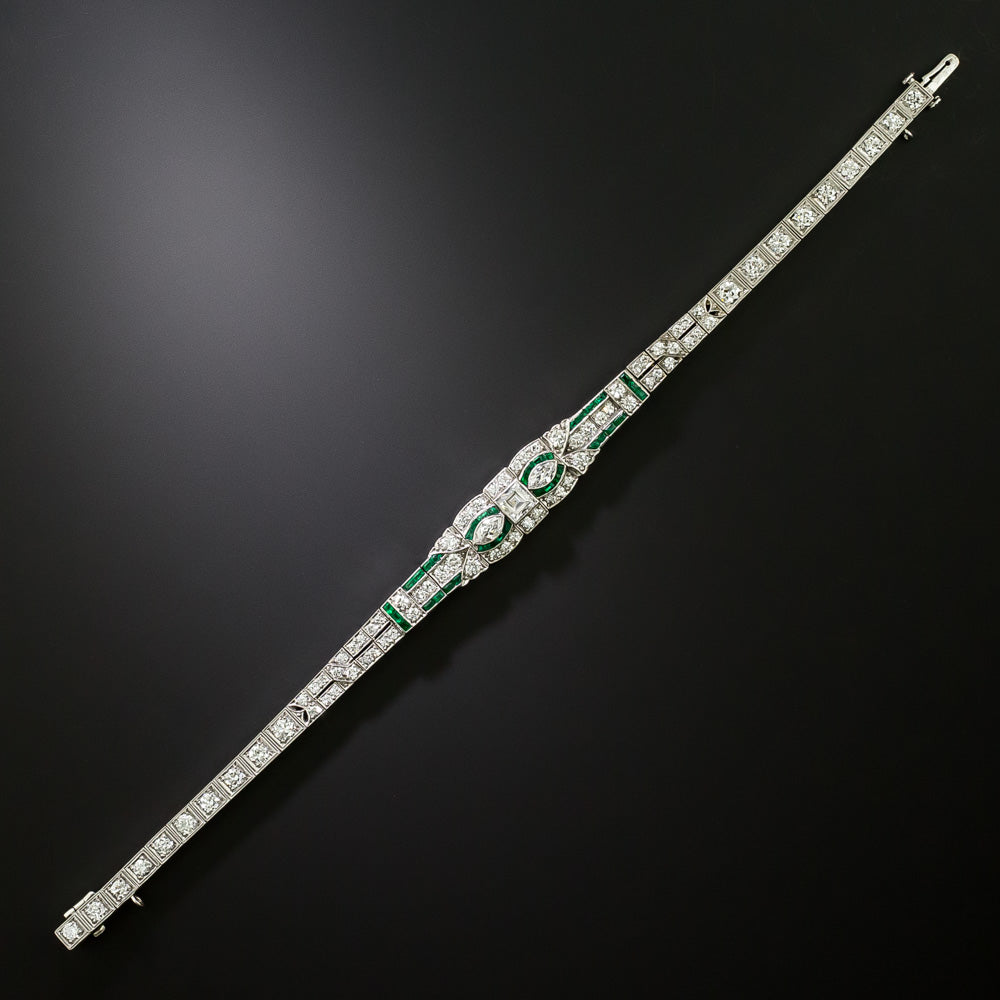 Art Deco Diamond and Emerald Bracelet - 3