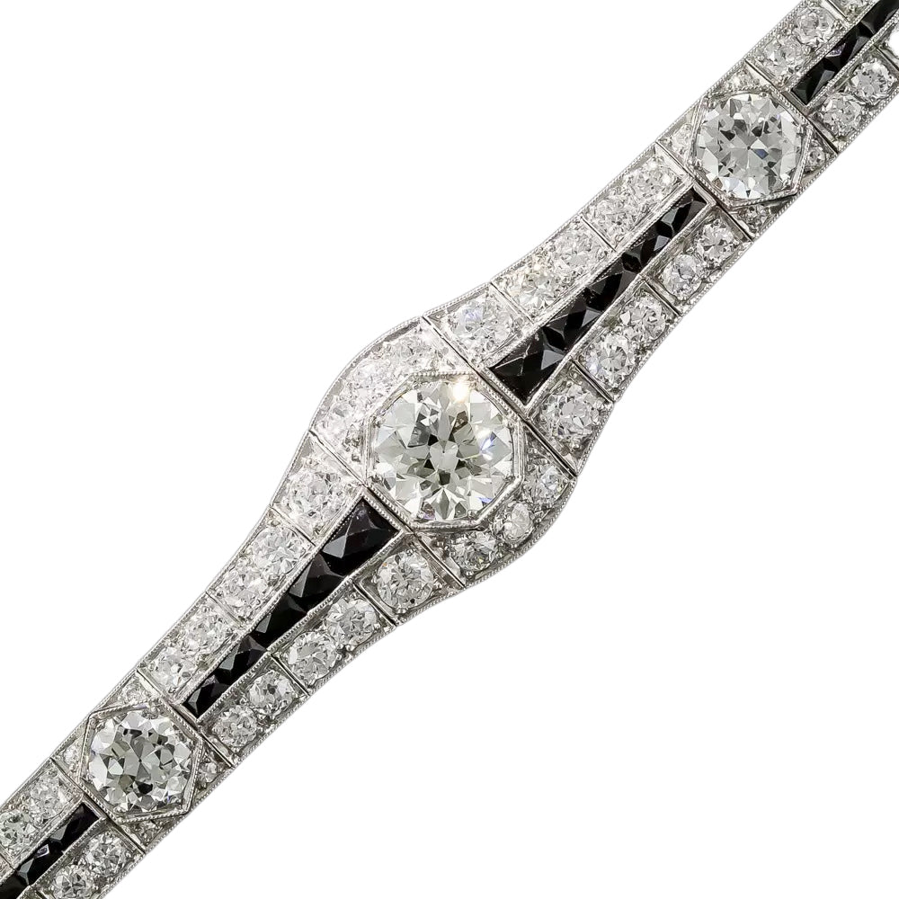 Art Deco Diamond and Onyx Bracelet - 7