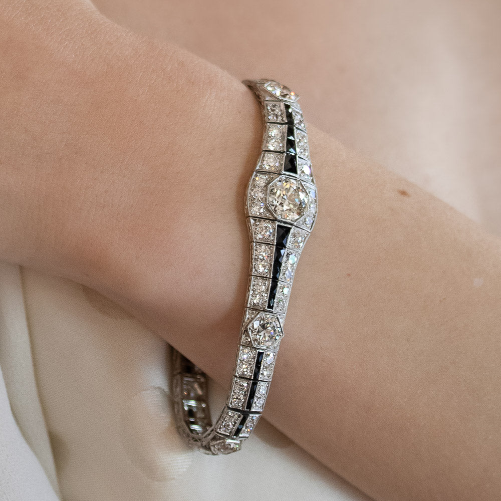 Art Deco Diamond and Onyx Bracelet - 10