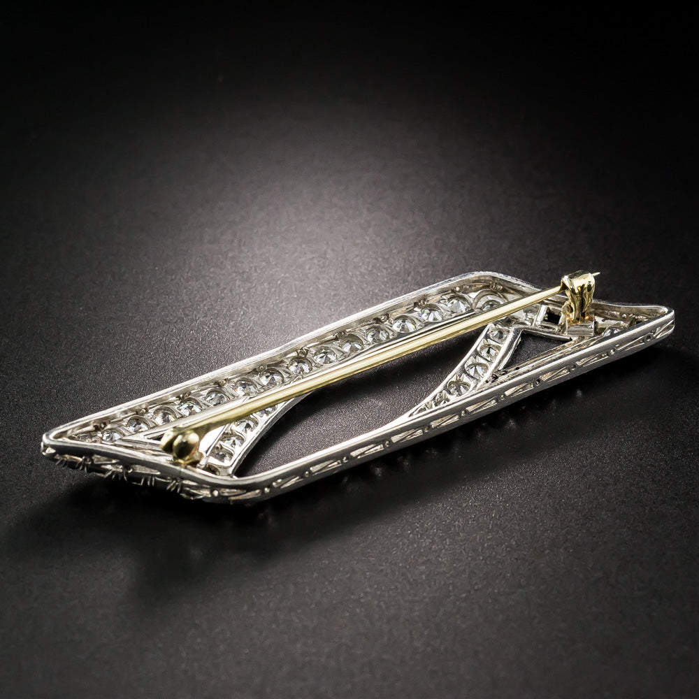 Art Deco Diamond and Onyx Brooch - 8