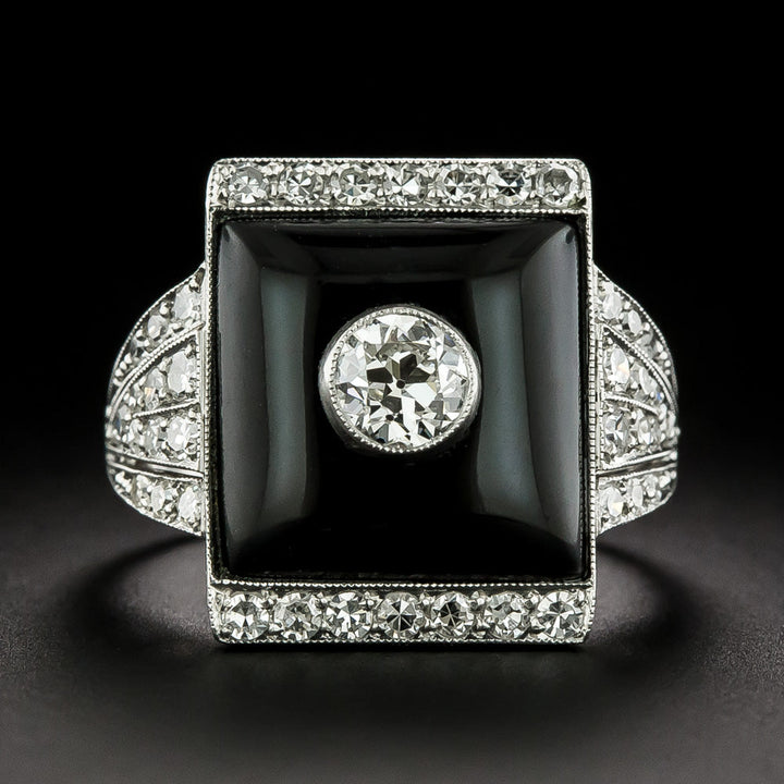 Art Deco Diamond and Onyx Ring, Austrian