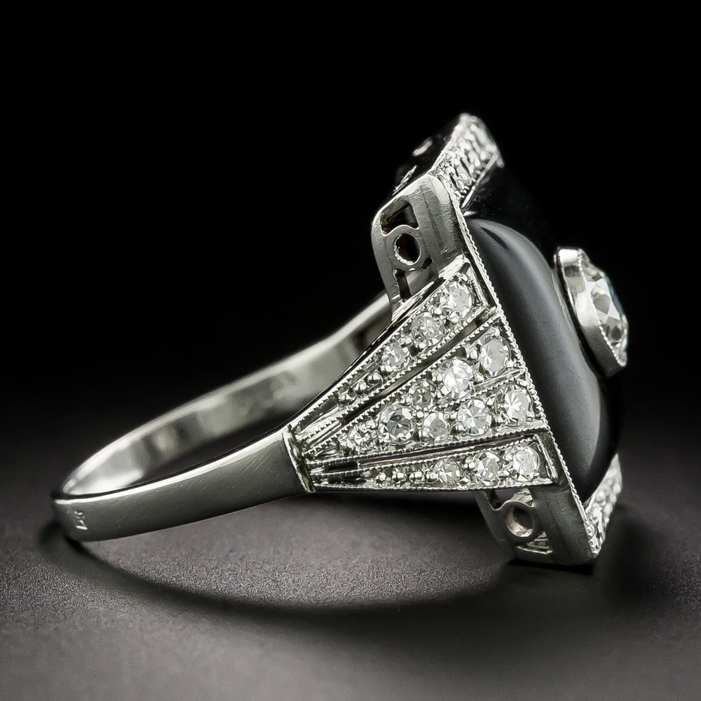 Art Deco Diamond and Onyx Ring, Austrian - 4