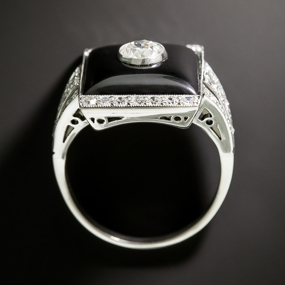 Art Deco Diamond and Onyx Ring, Austrian - 5