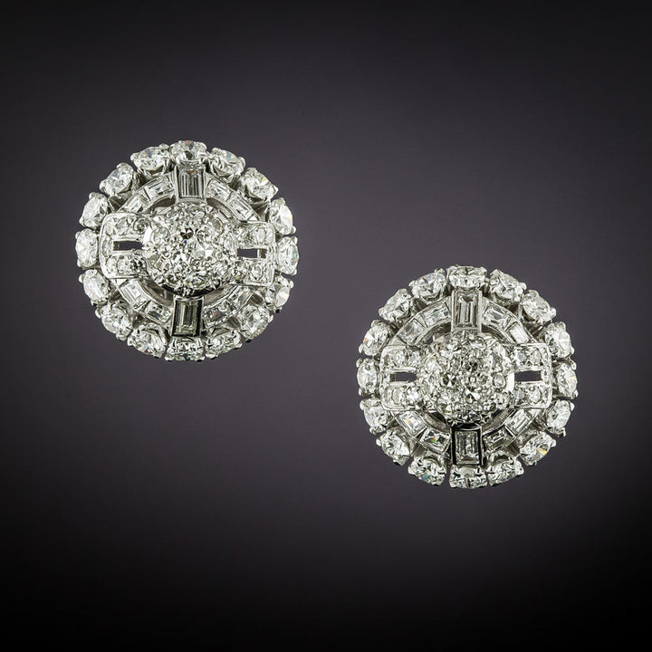 Art Deco Diamond and Platinum Dome Earrings