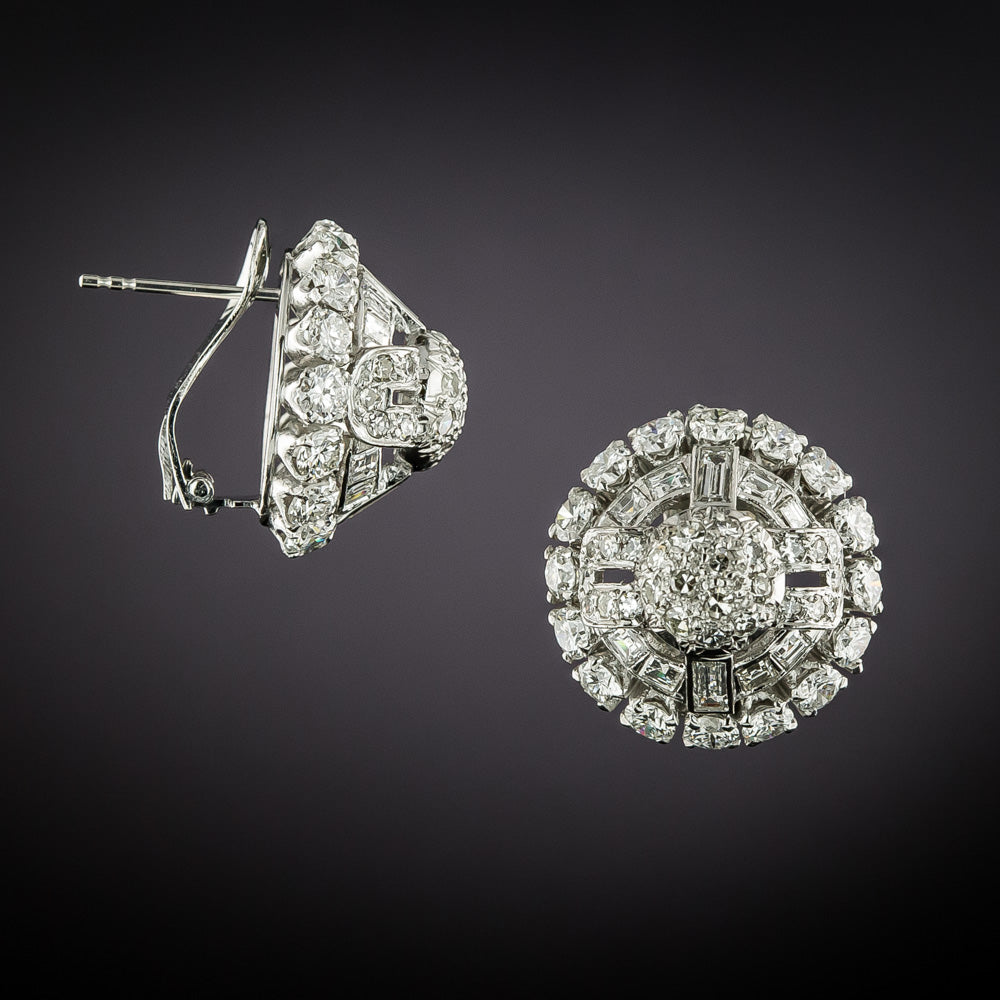 Art Deco Diamond and Platinum Dome Earrings - 2