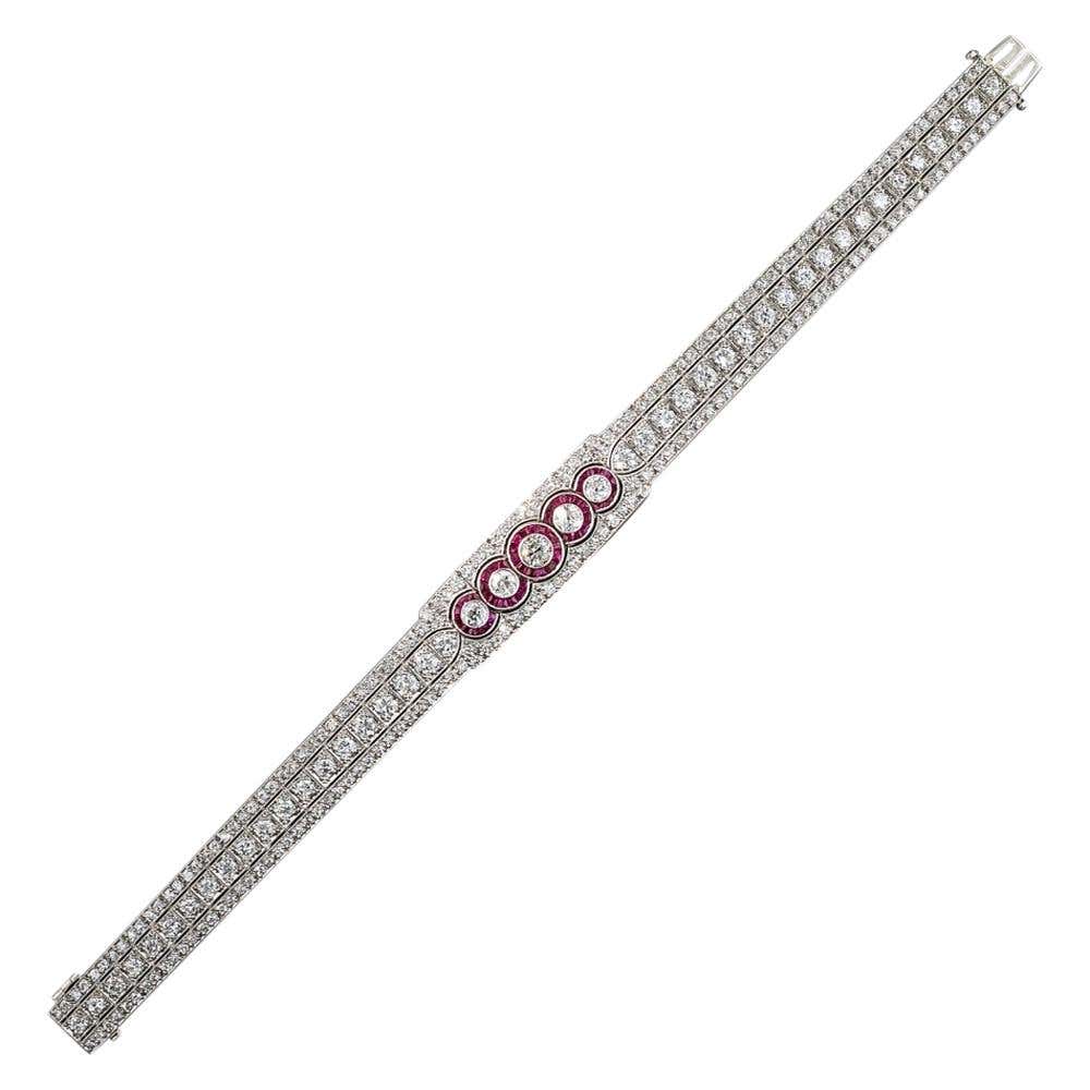 Art Deco Diamond and Ruby* Bracelet - 4