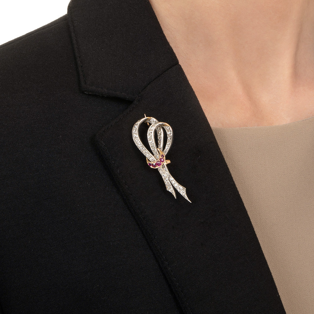Art Deco Diamond and Ruby Brooch - 3