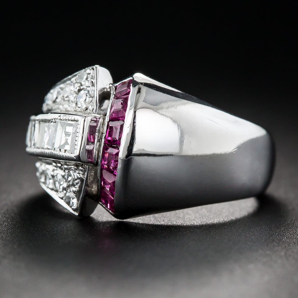 Art Deco Diamond and Ruby Ring - 9