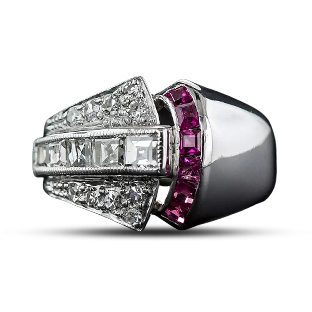 Art Deco Diamond and Ruby Ring - 6
