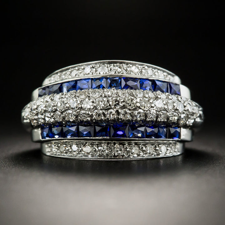 Art Deco Diamond and Sapphire* Band Ring