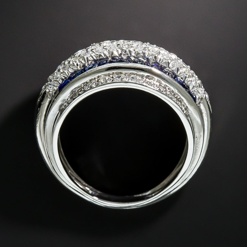 Art Deco Diamond and Sapphire* Band Ring - 4