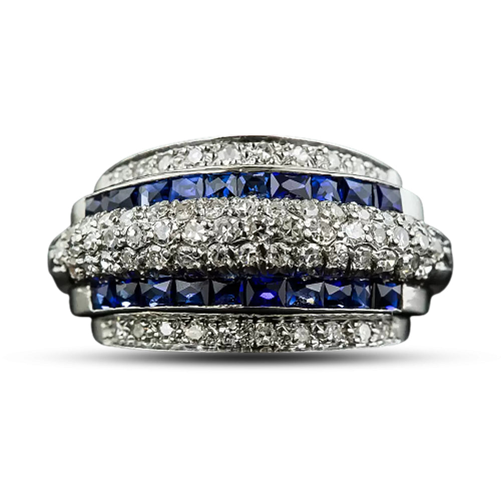 Art Deco Diamond and Sapphire* Band Ring - 5