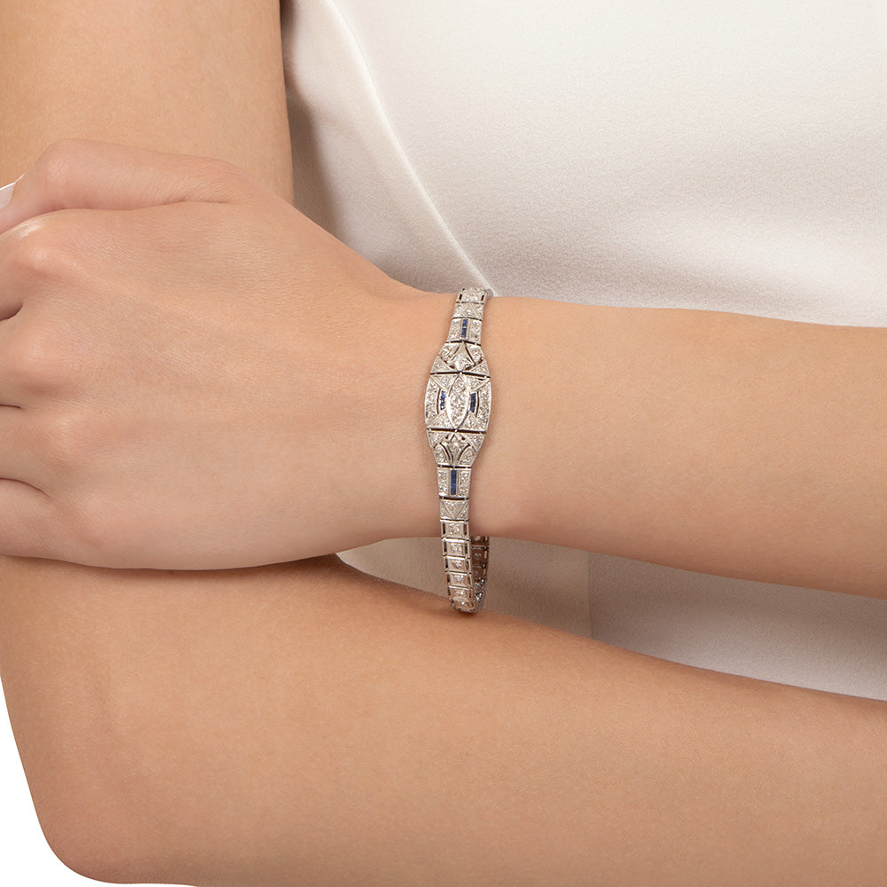 Art Deco Diamond and Sapphire Bracelet - 5