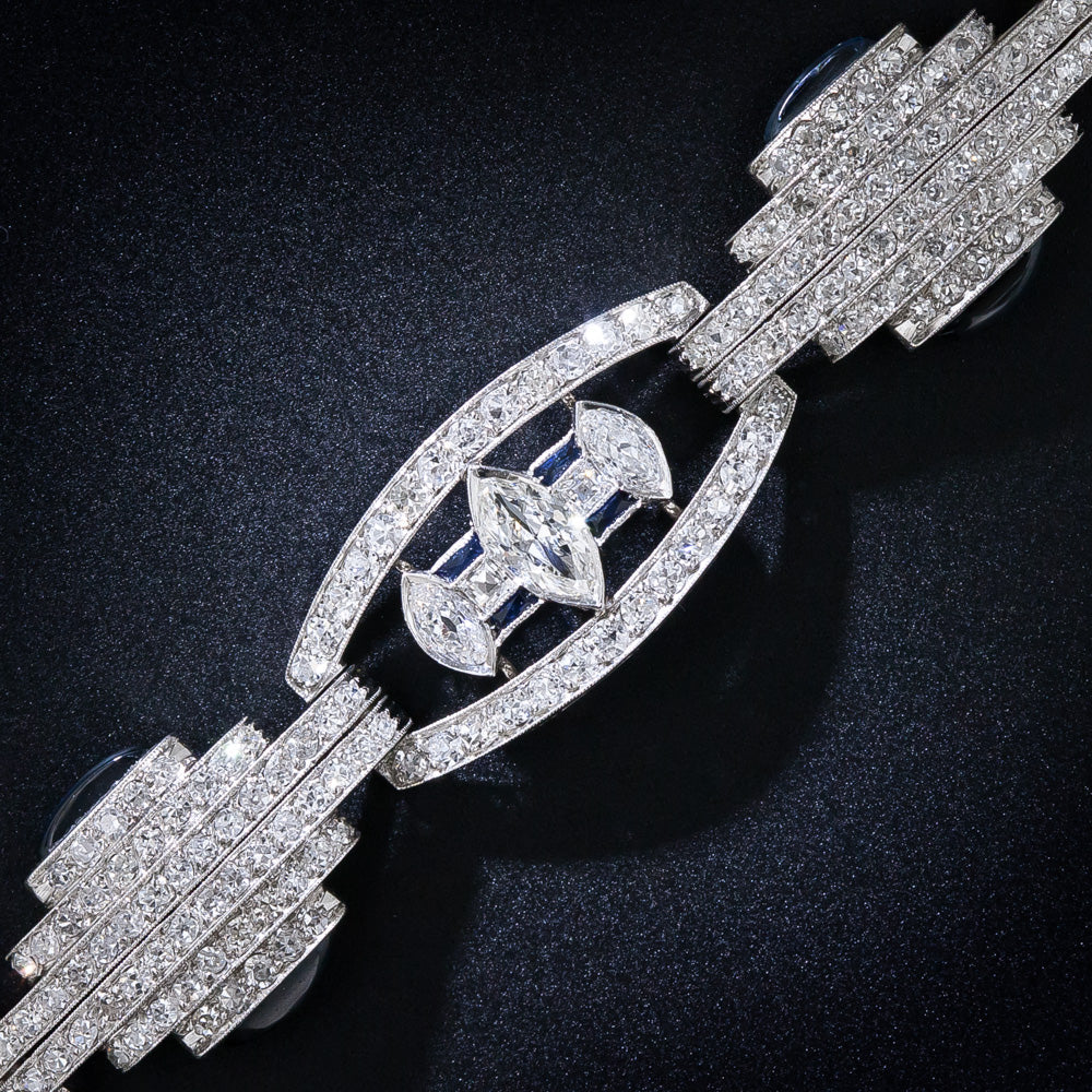 Art Deco Diamond and Sapphire Bracelet - 9