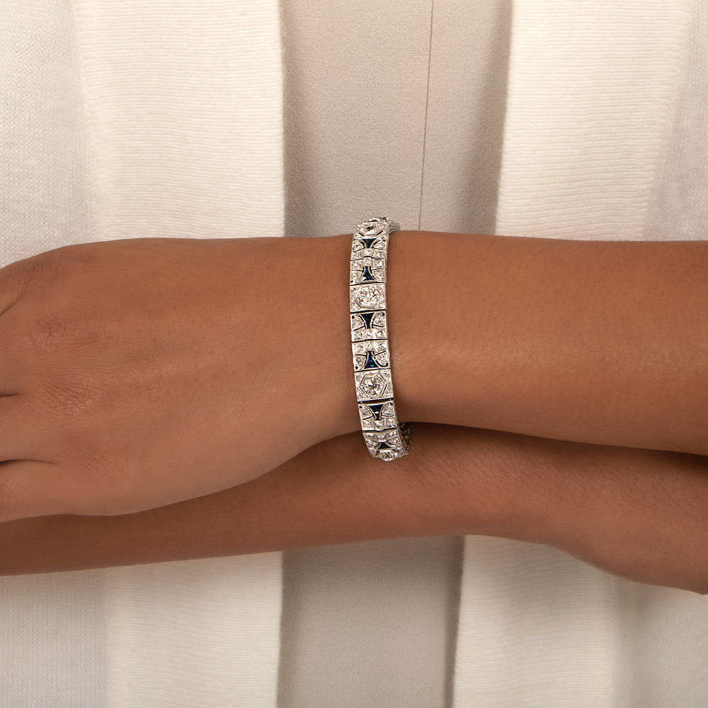Art Deco Diamond and Sapphire Bracelet - 4