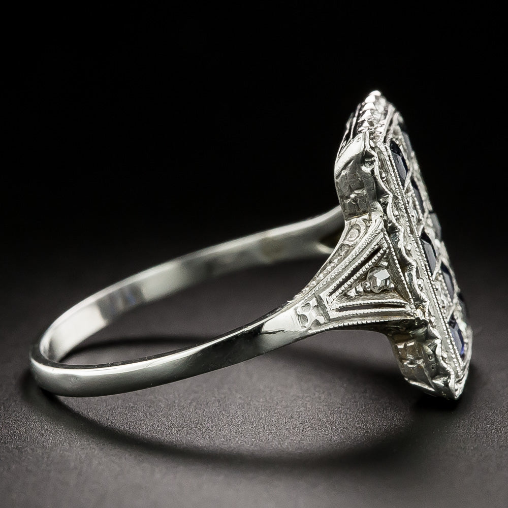 Art Deco Diamond and Sapphire* Checkerboard Ring - 4