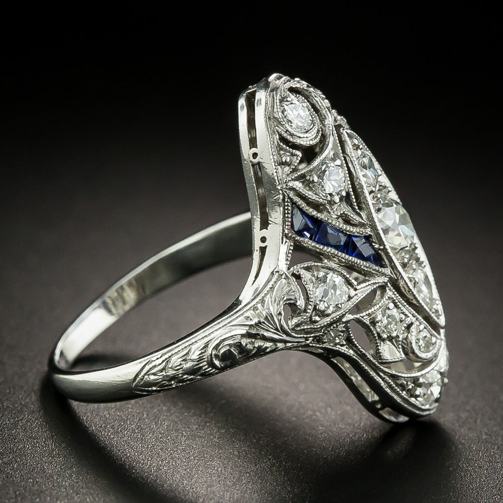 Art Deco Diamond and Sapphire* Dinner Ring - 3