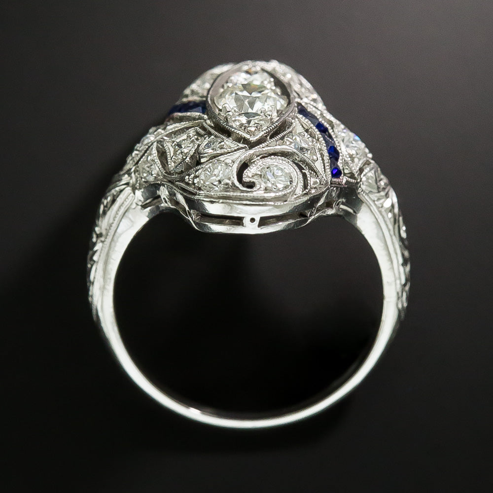 Art Deco Diamond and Sapphire* Dinner Ring - 4