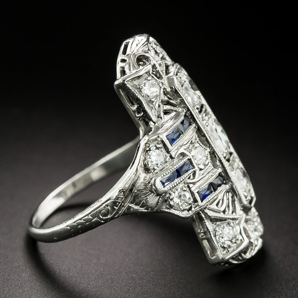 Art Deco Diamond and Sapphire* Dinner Ring - 3
