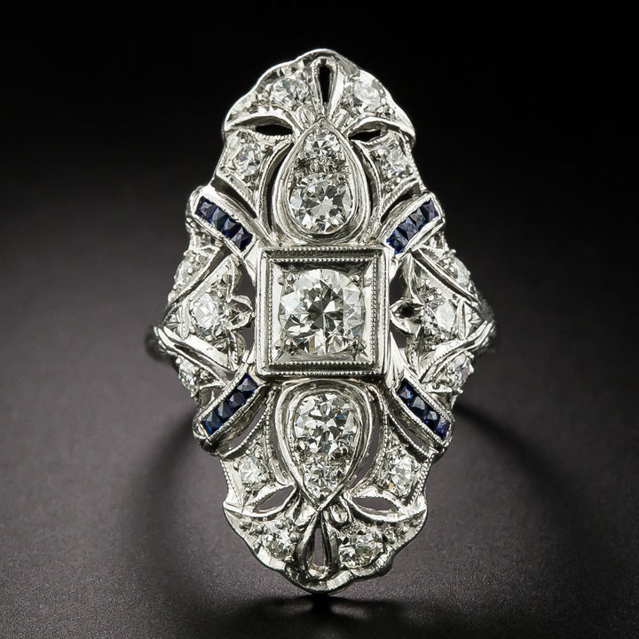 Art Deco Diamond and Sapphire* Dinner Ring
