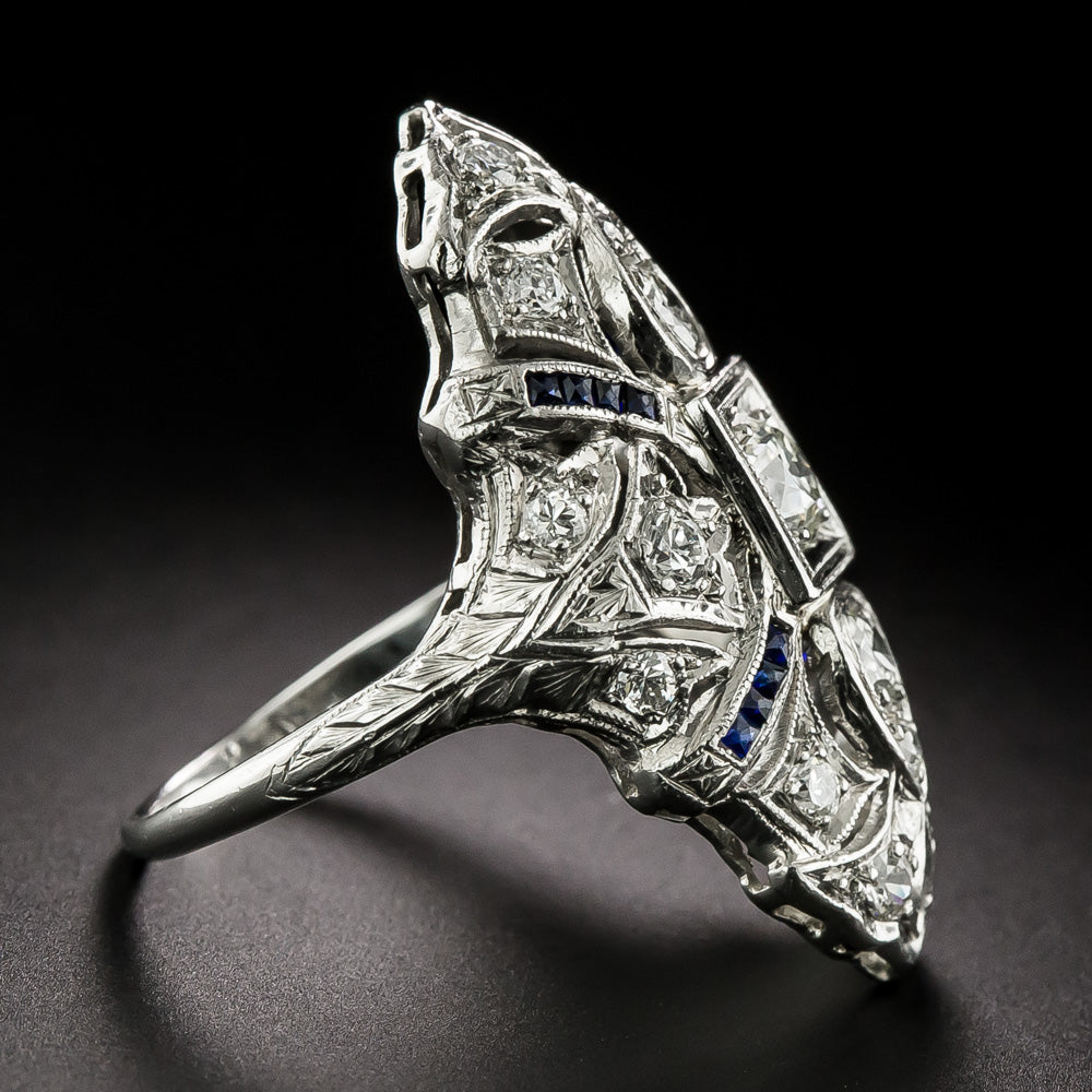 Art Deco Diamond and Sapphire* Dinner Ring - 4