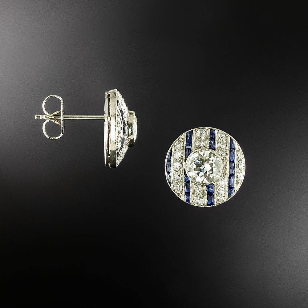 Art Deco Diamond and Sapphire* Earrings - 3