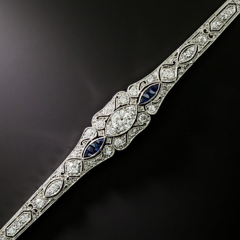 Art Deco Diamond and Sapphire* Filigree Bracelet - 3