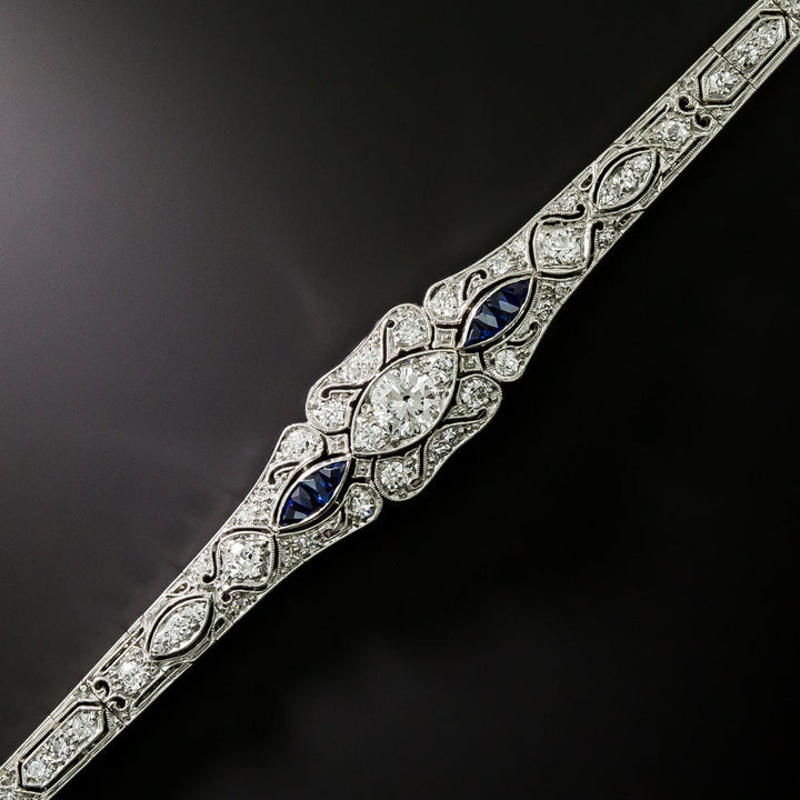 Art Deco Diamond and Sapphire* Filigree Bracelet