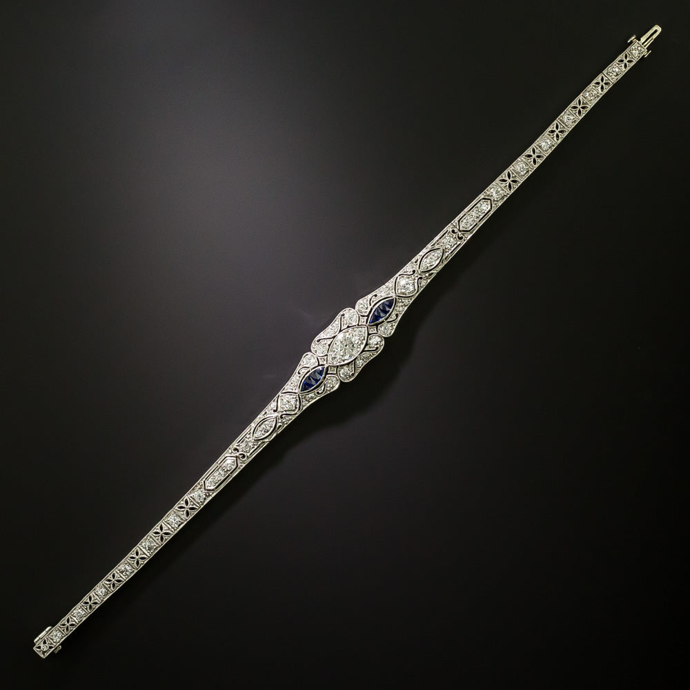 Art Deco Diamond and Sapphire* Filigree Bracelet - 4