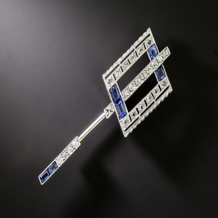 Art Deco Diamond and Sapphire* Jabot Pin