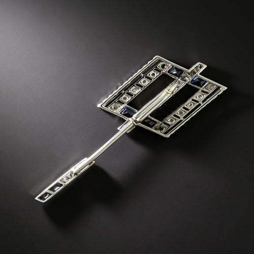 Art Deco Diamond and Sapphire* Jabot Pin - 3