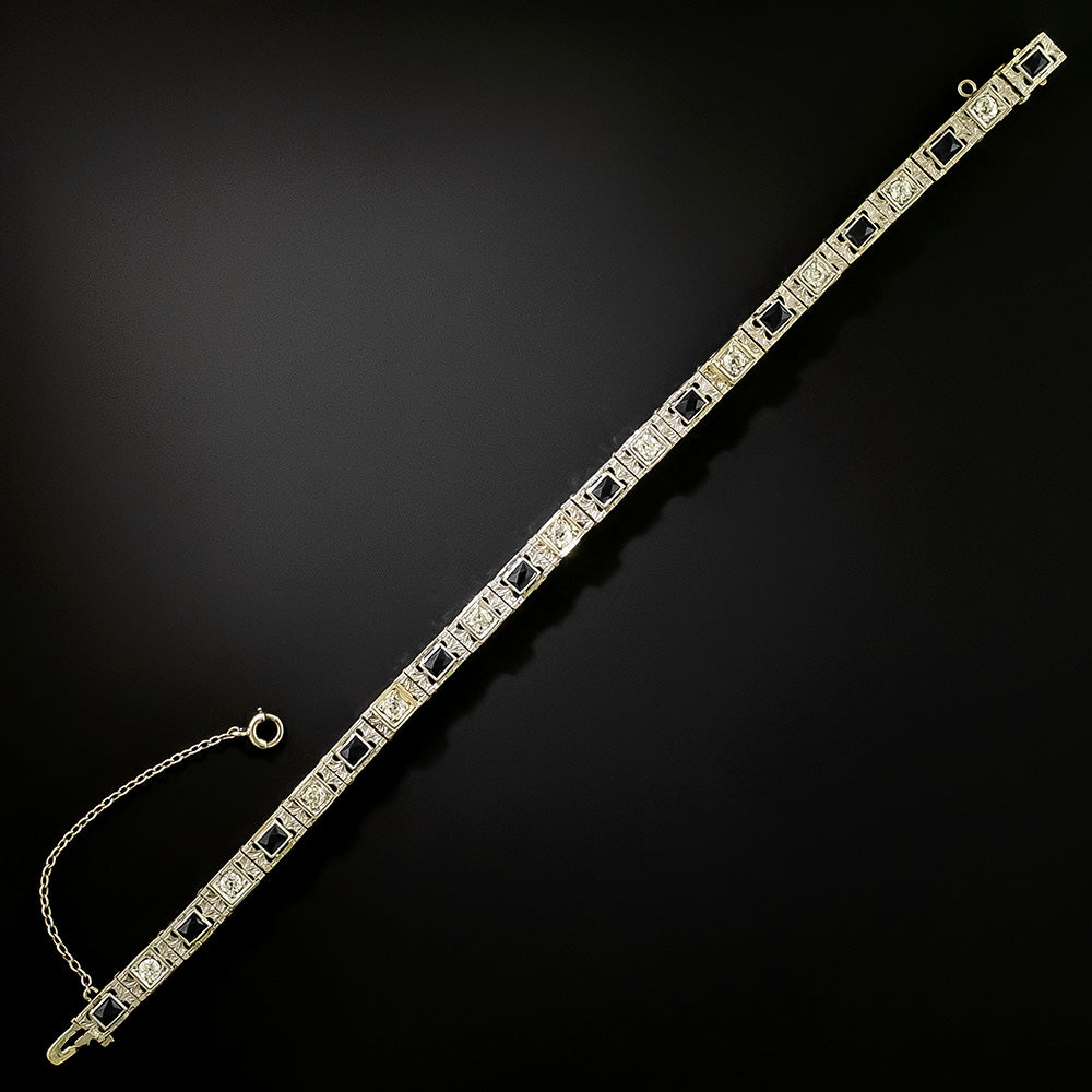 Art Deco Diamond and Sapphire* Link Bracelet by Belais Bros. - 2