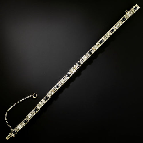 Art Deco Diamond and Sapphire* Link Bracelet by Belais Bros. - 2