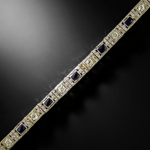 Art Deco Diamond and Sapphire* Link Bracelet by Belais Bros. - 3
