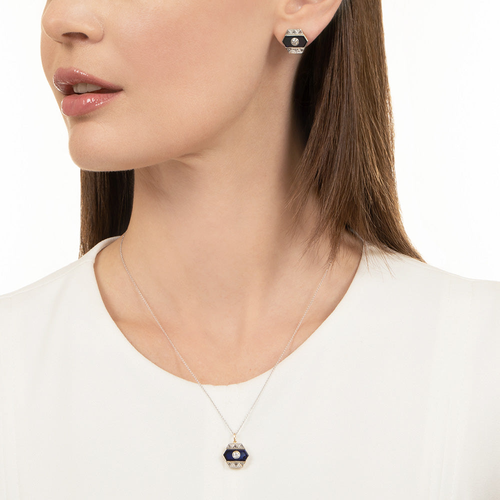 Art Deco Diamond and Sapphire* Pendant and Earring Set - 5
