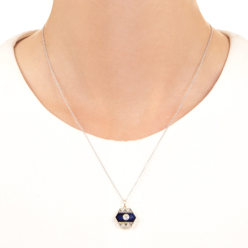 Art Deco Diamond and Sapphire* Pendant and Earring Set - 7