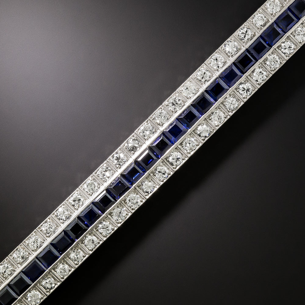 Art Deco Diamond and Sapphire* Three-Row Bracelet - 3