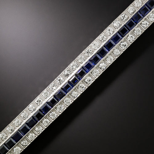 Art Deco Diamond and Sapphire* Three-Row Bracelet - 3