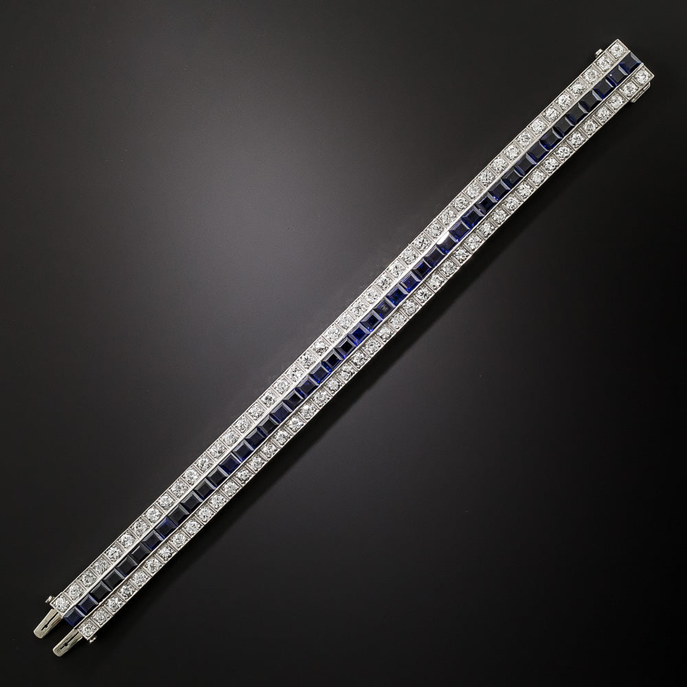 Art Deco Diamond and Sapphire* Three-Row Bracelet - 4