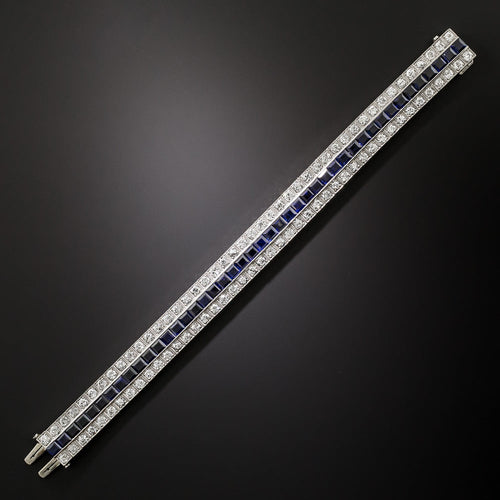 Art Deco Diamond and Sapphire* Three-Row Bracelet - 4