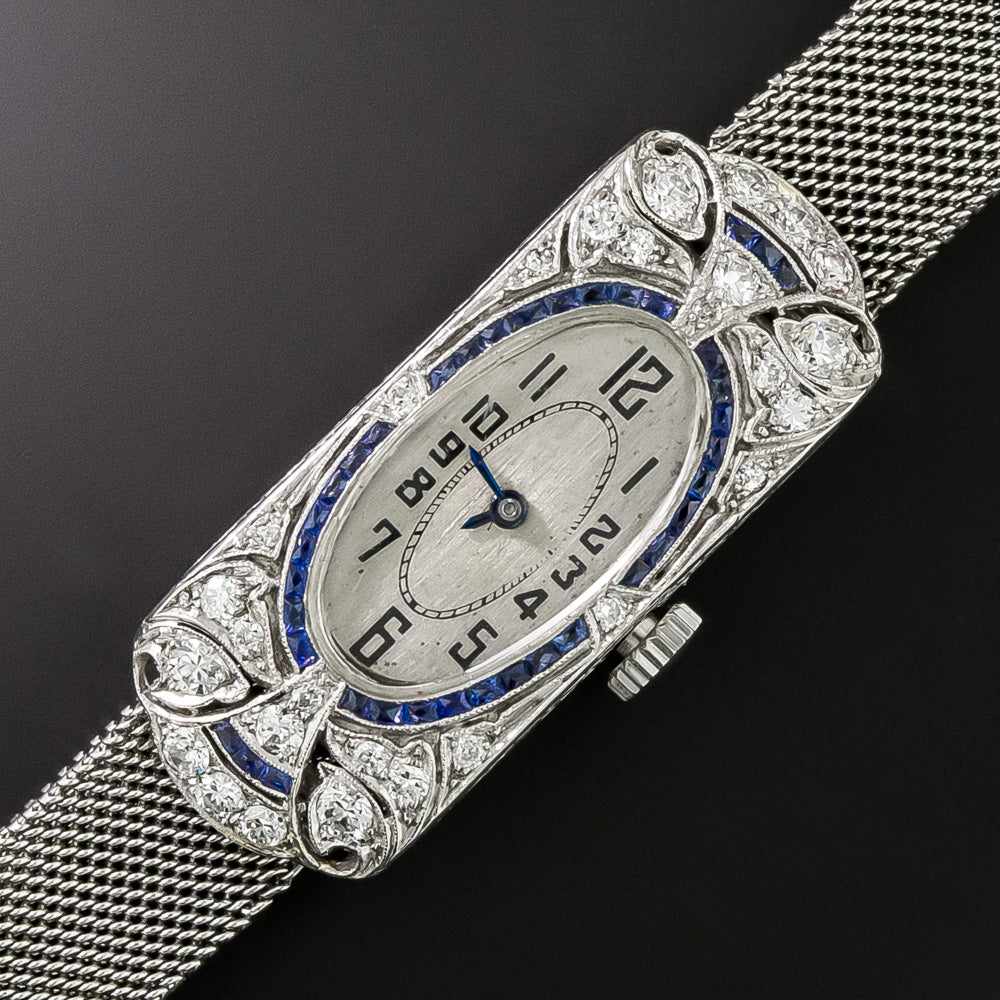 Art Deco Diamond and Sapphire Watch - 4