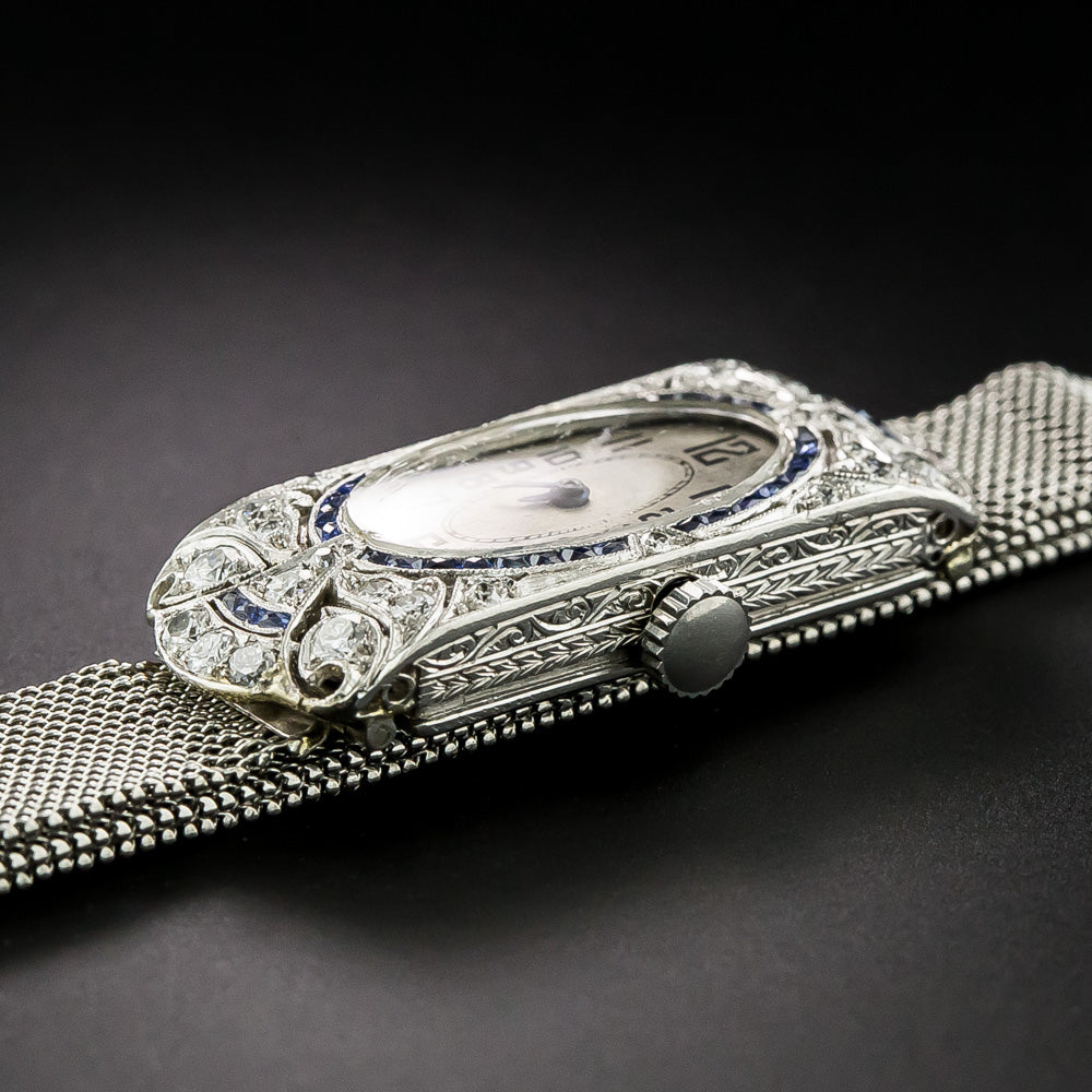 Art Deco Diamond and Sapphire Watch - 5