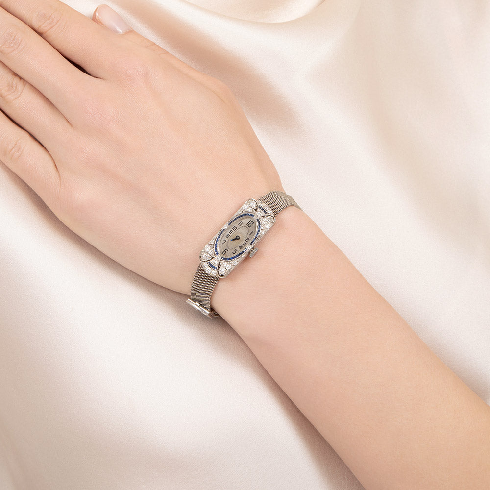 Art Deco Diamond and Sapphire Watch - 6